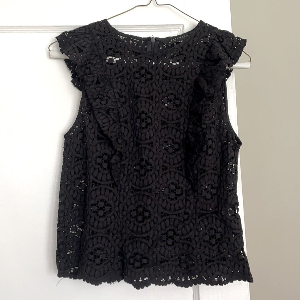 Zara black lace blouse